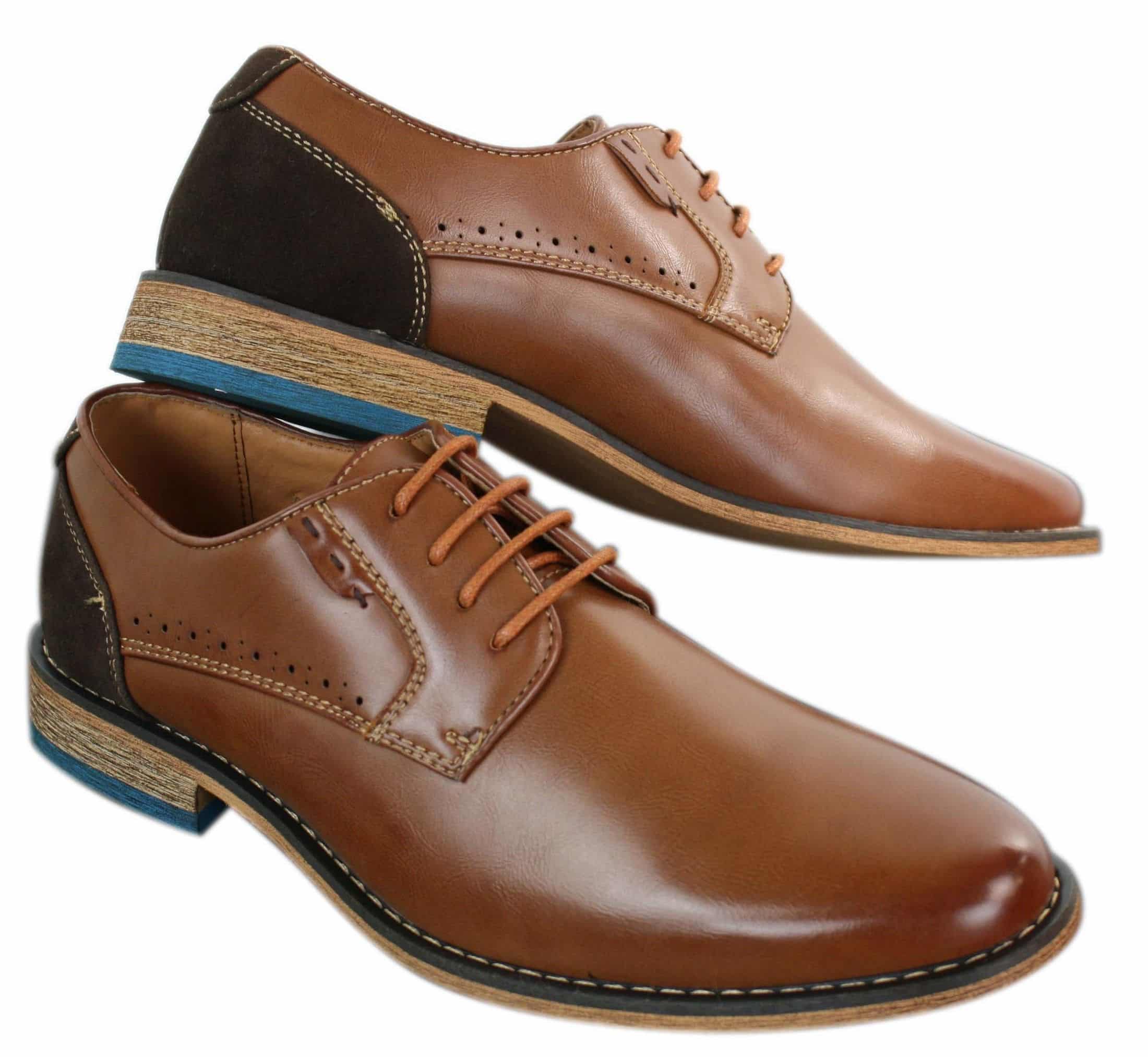 Galax GH3117 Mens Laced Smart Casual Formal Shoes Classic Tan Brown Black Leather Suede