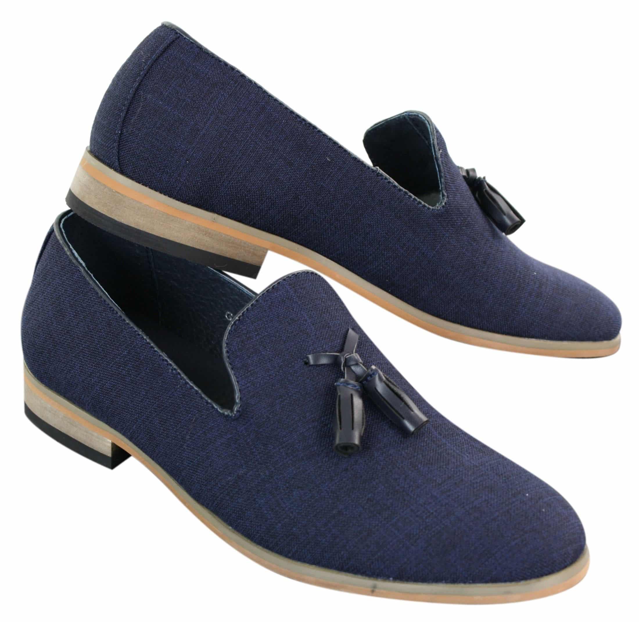 Galax GH3126 - Mens  Slip On Tassel Driving Shoes Loafers Light Smart Casual Black Blue Italian