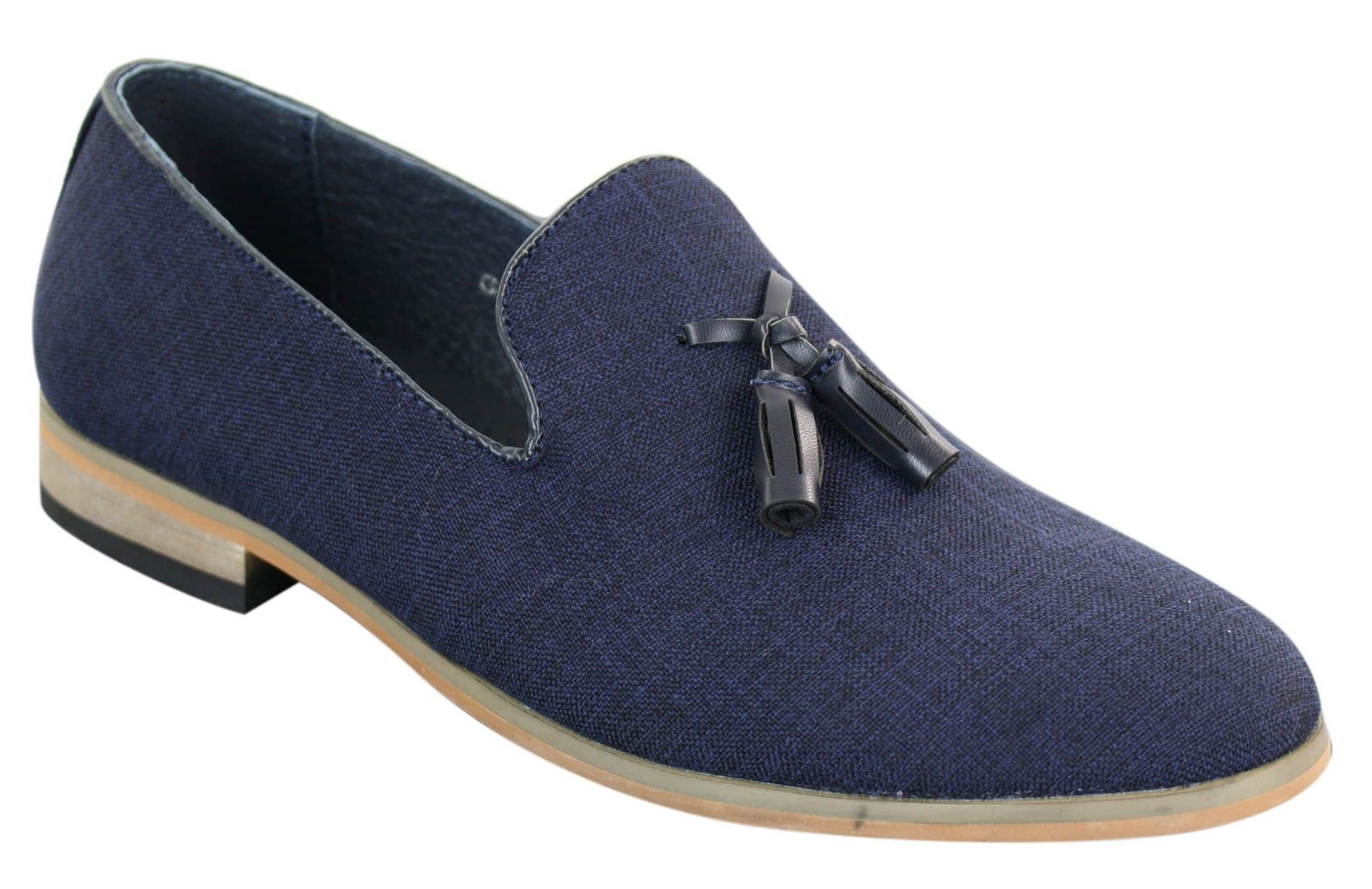 Galax GH3126 - Mens  Slip On Tassel Driving Shoes Loafers Light Smart Casual Black Blue Italian