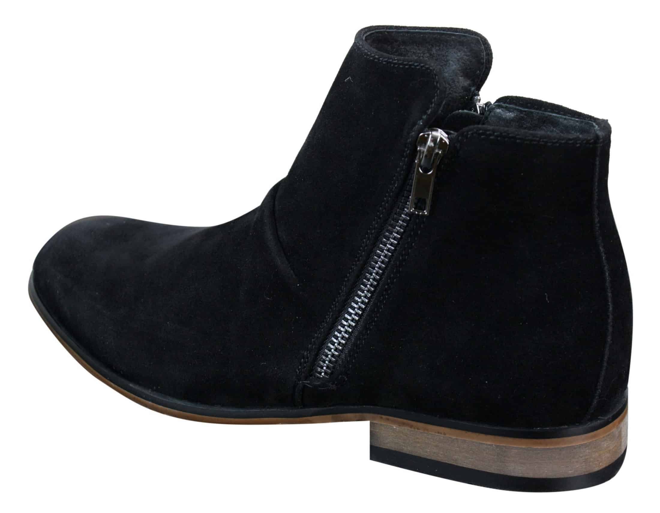 Mens Italian Suede Slip On Zip Ankle Boots Smart Casual Desert Chelsea Dealer