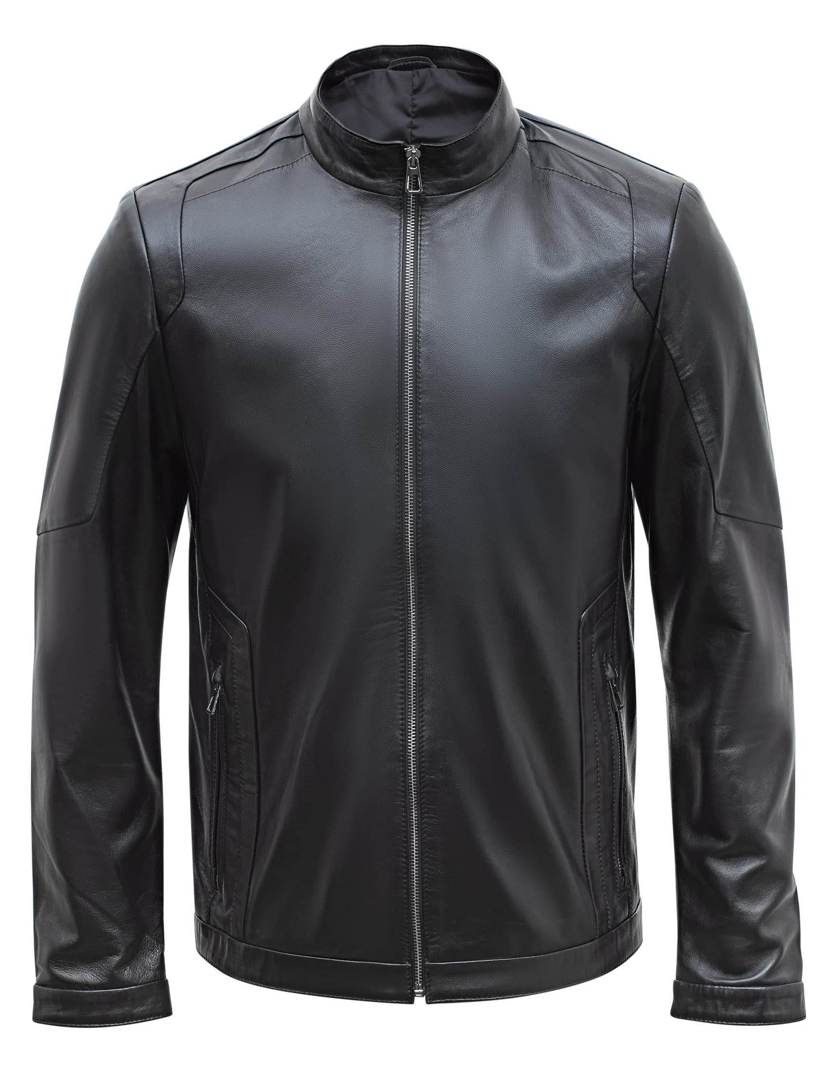 Happy Gentleman B102 - Real Leather Tailored Fit Mens Black Biker Jacket