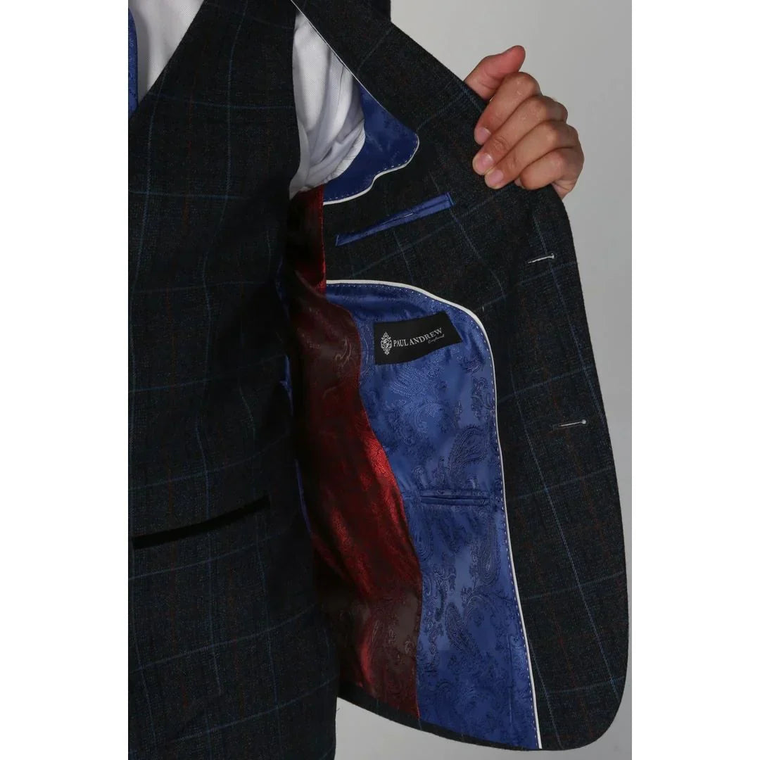 Harvey - Men's Navy Check Blazer