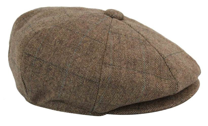 Mens Tweed Check Newsboy Cap
