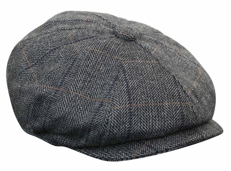 Mens Tweed Check Newsboy Cap