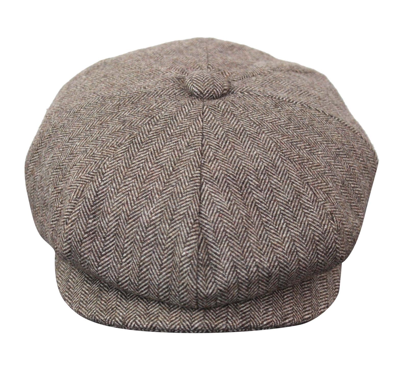 HT6364 - Mens Herringbone Tweed Newsboy Shelby Newsboy Hat