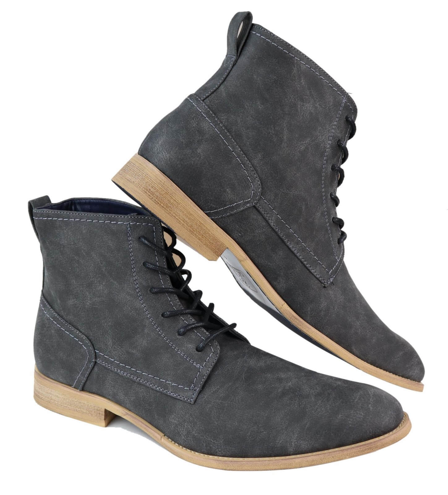 Mens Matt Leather Laced 1920s Vintage Boots