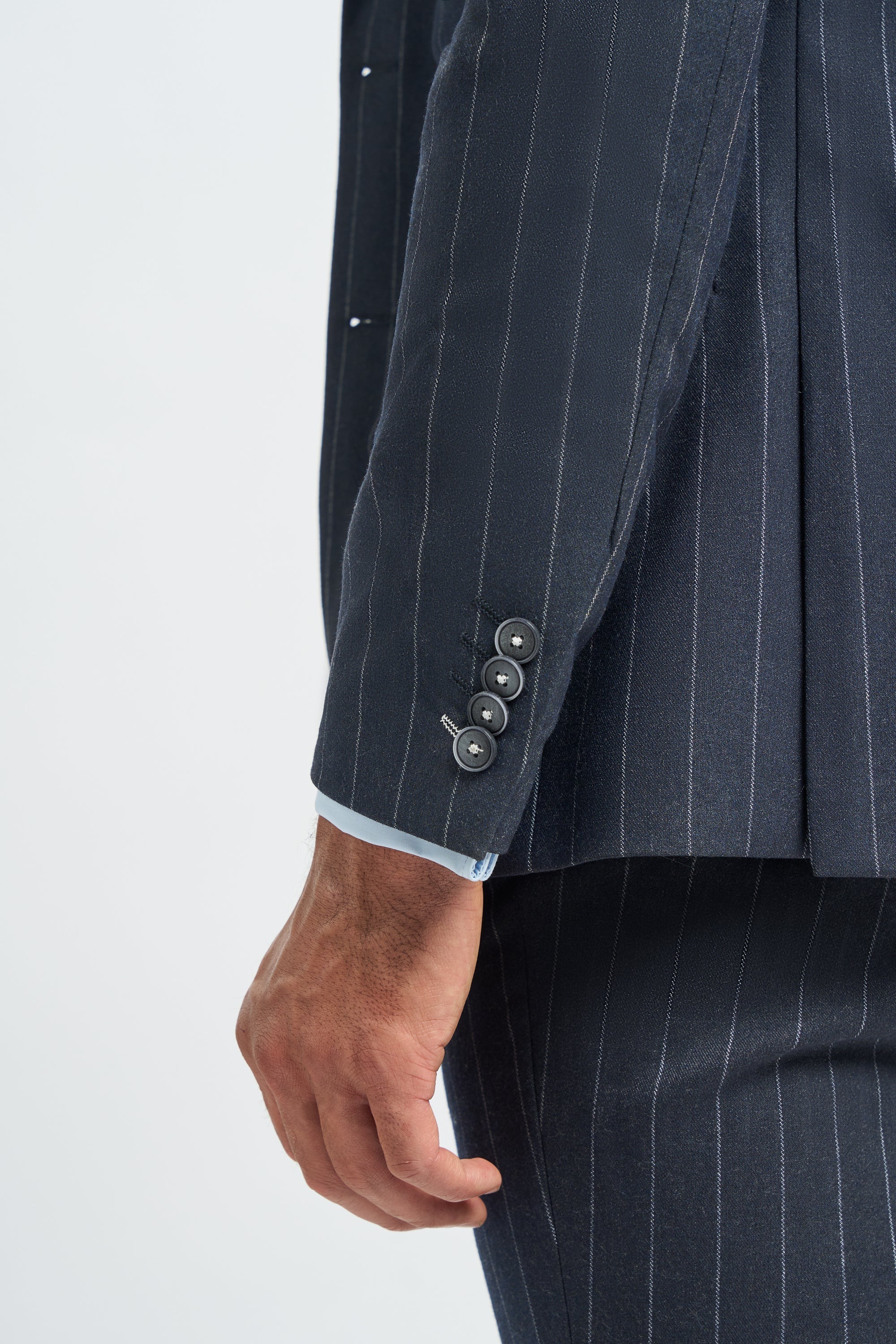 Mens 3 Piece Suit Pin Stripe Navy Classic Vintage Retro 1920s Tailored Fit Wedding
