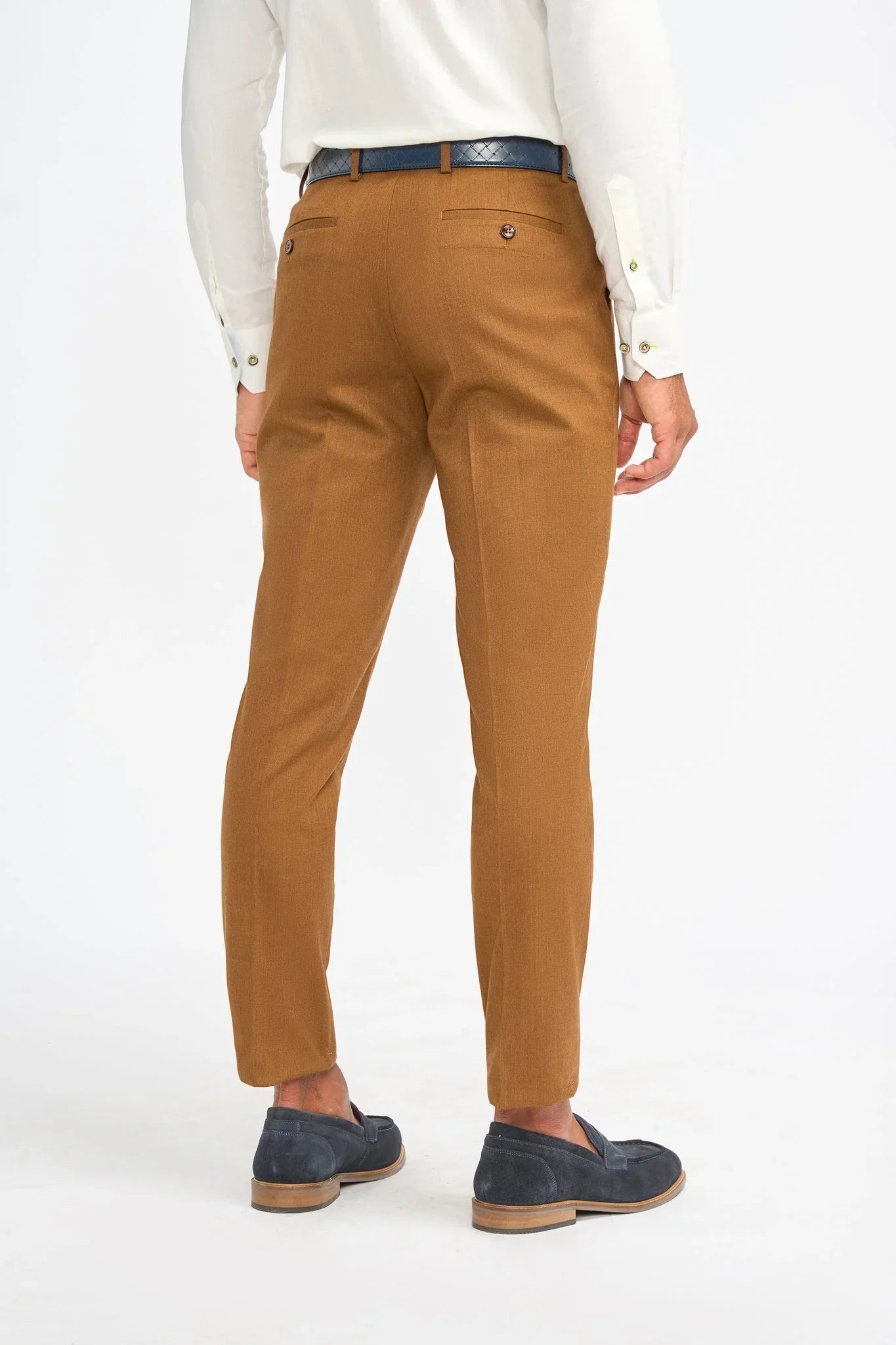 James - Men's Camel Brown 3 Piece Wool Tailored Fit Suit