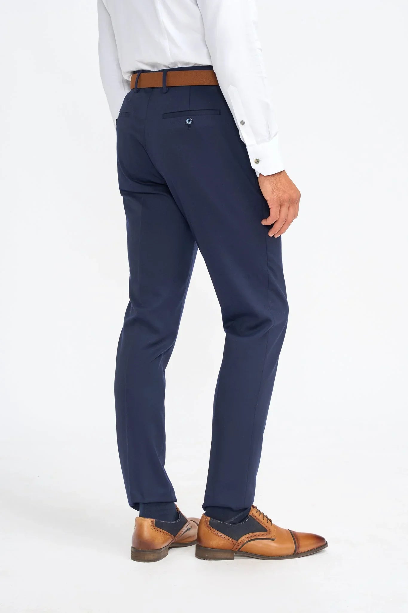 James - Men's Navy Blue 3 Piece Wool Tailored Fit Suit