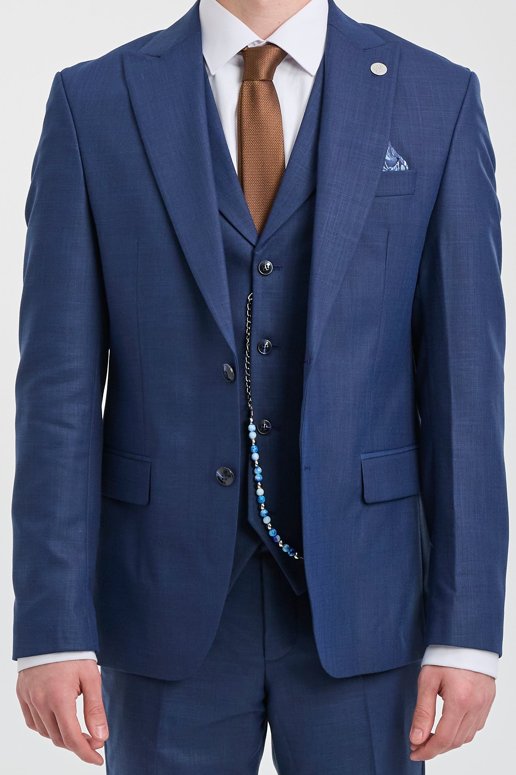 James Men's 3-Piece Navy Blue Tailored Fit Suit