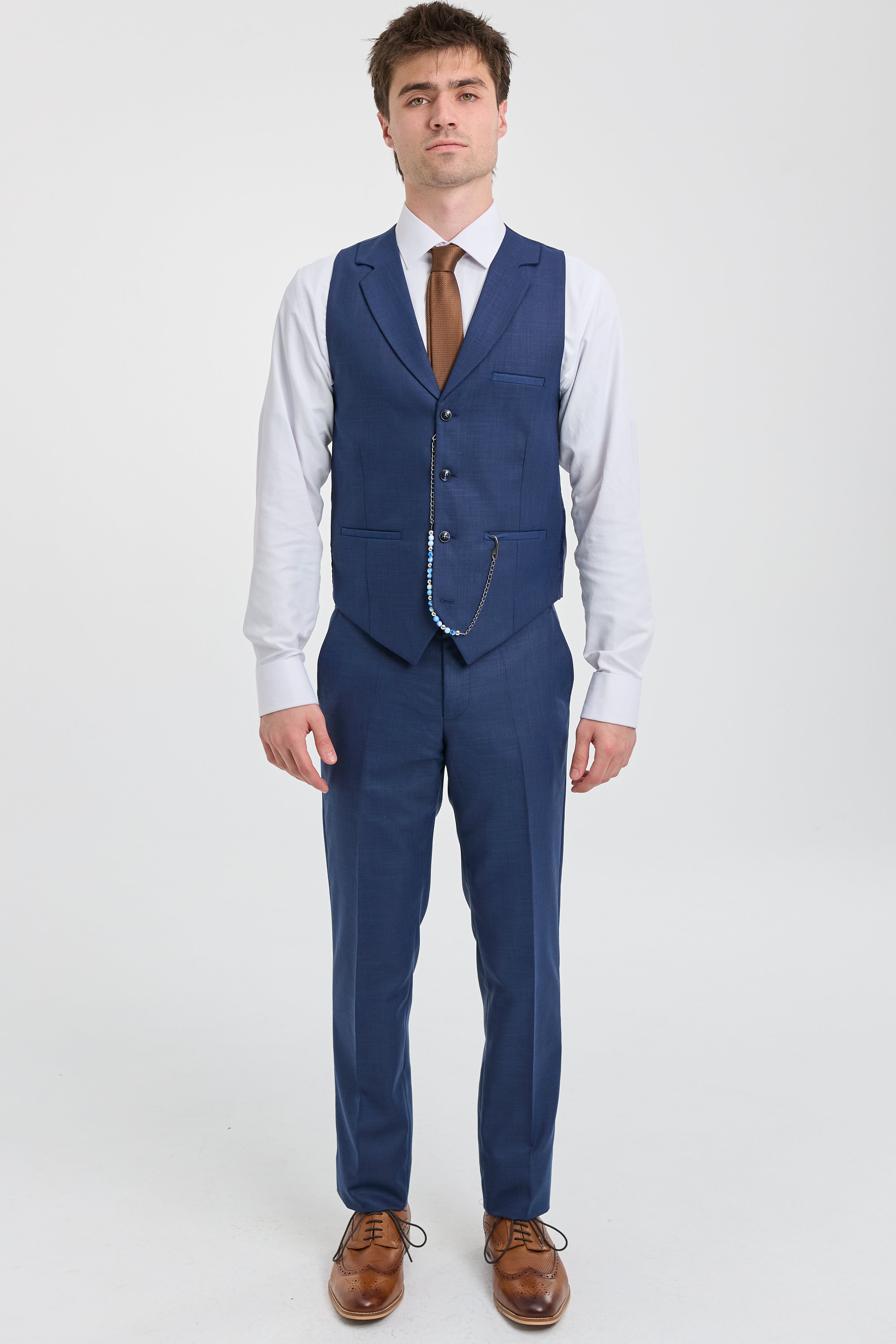 James Men's 3-Piece Navy Blue Tailored Fit Suit