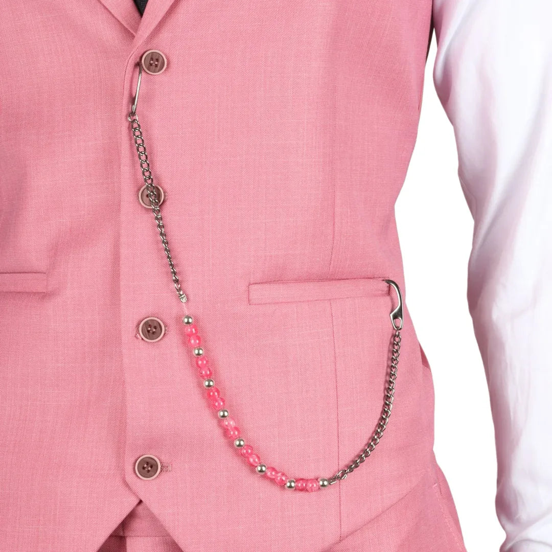 James Men's 3-Piece Pink Tailored Fit Suit