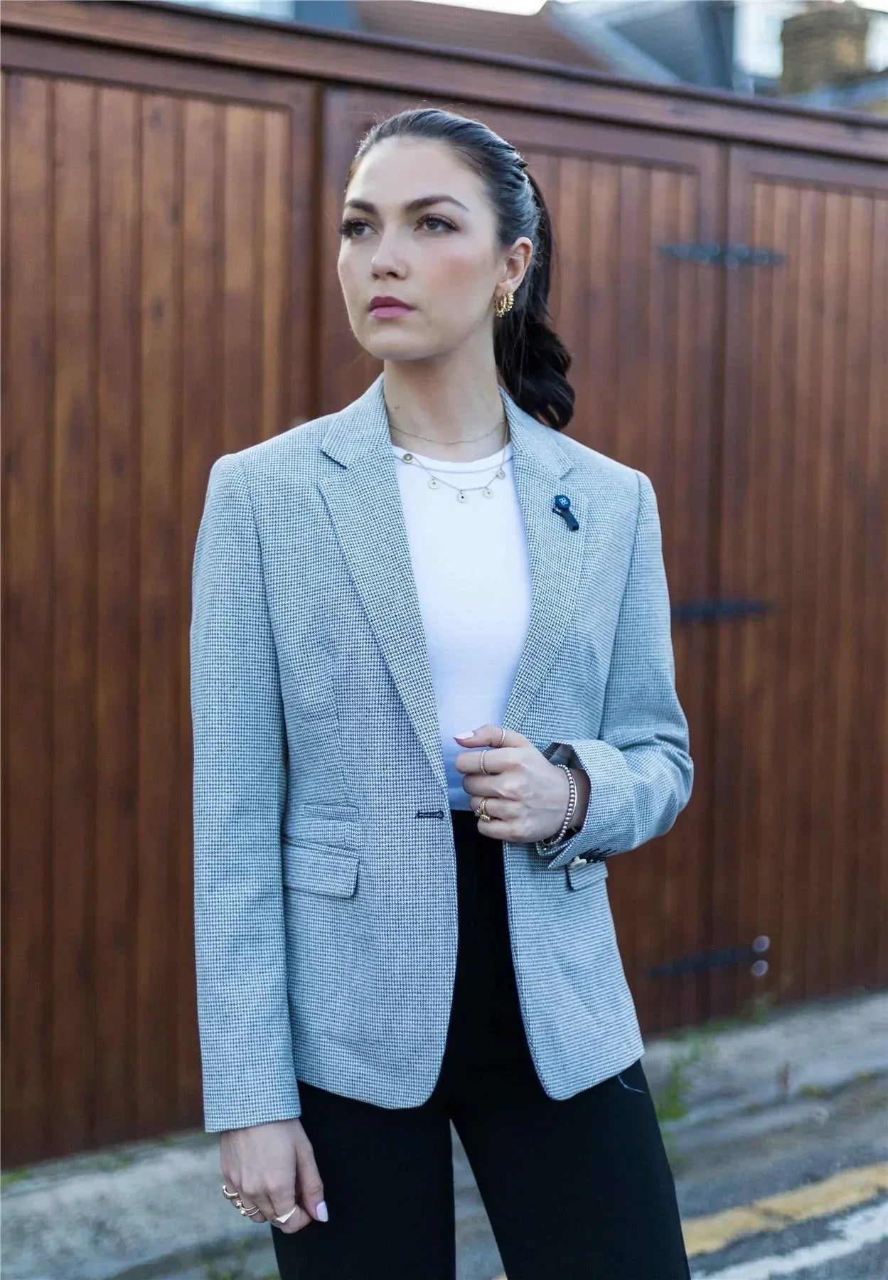 Ladies Tweed Beige Blazer Wool Classic Hunting Jacket Vintage 1920s Retro