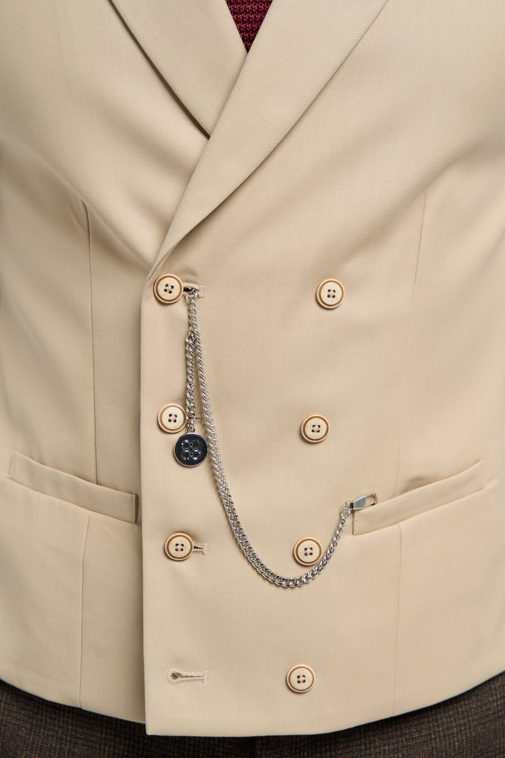 Mens Double Breasted Waistcoat with Chain - Cavani Lennox