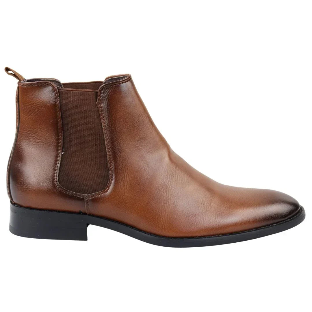 Men's Chelsea Slip On Tan Ankle Boots