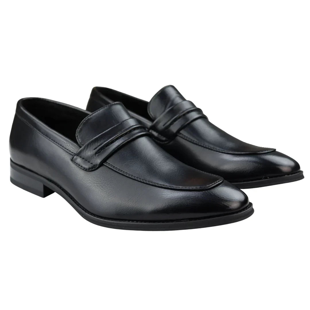 Men's Moccasin Black Loafers Shoes Leather Lined Slip On Smart Formal Shoe