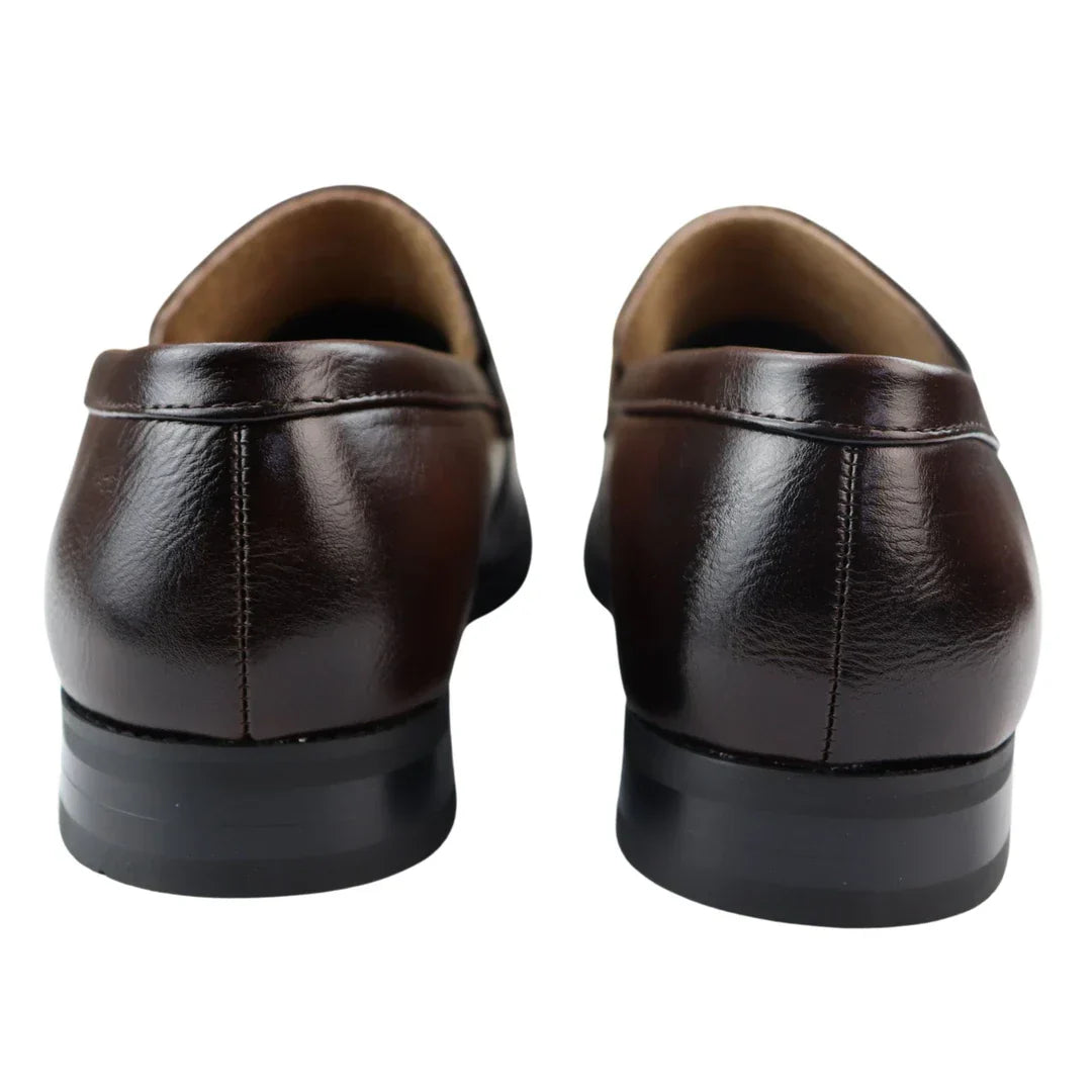 Men's Moccasin Brown Loafers Shoes Leather Lined Slip On Smart Formal Shoe