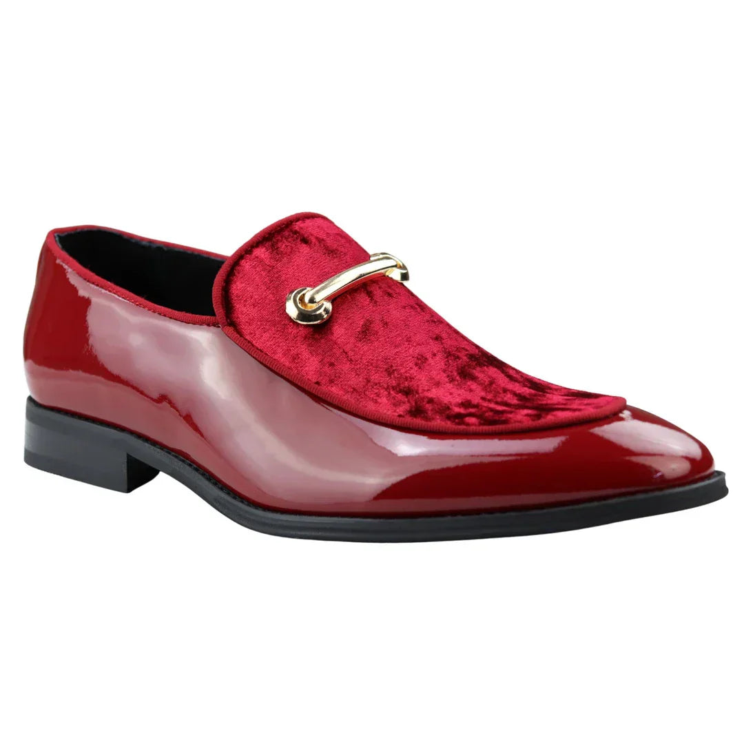 Men's Moccasin Loafers Shoes Leather Red Lined Slip On Velvet Smart Formal Shoe