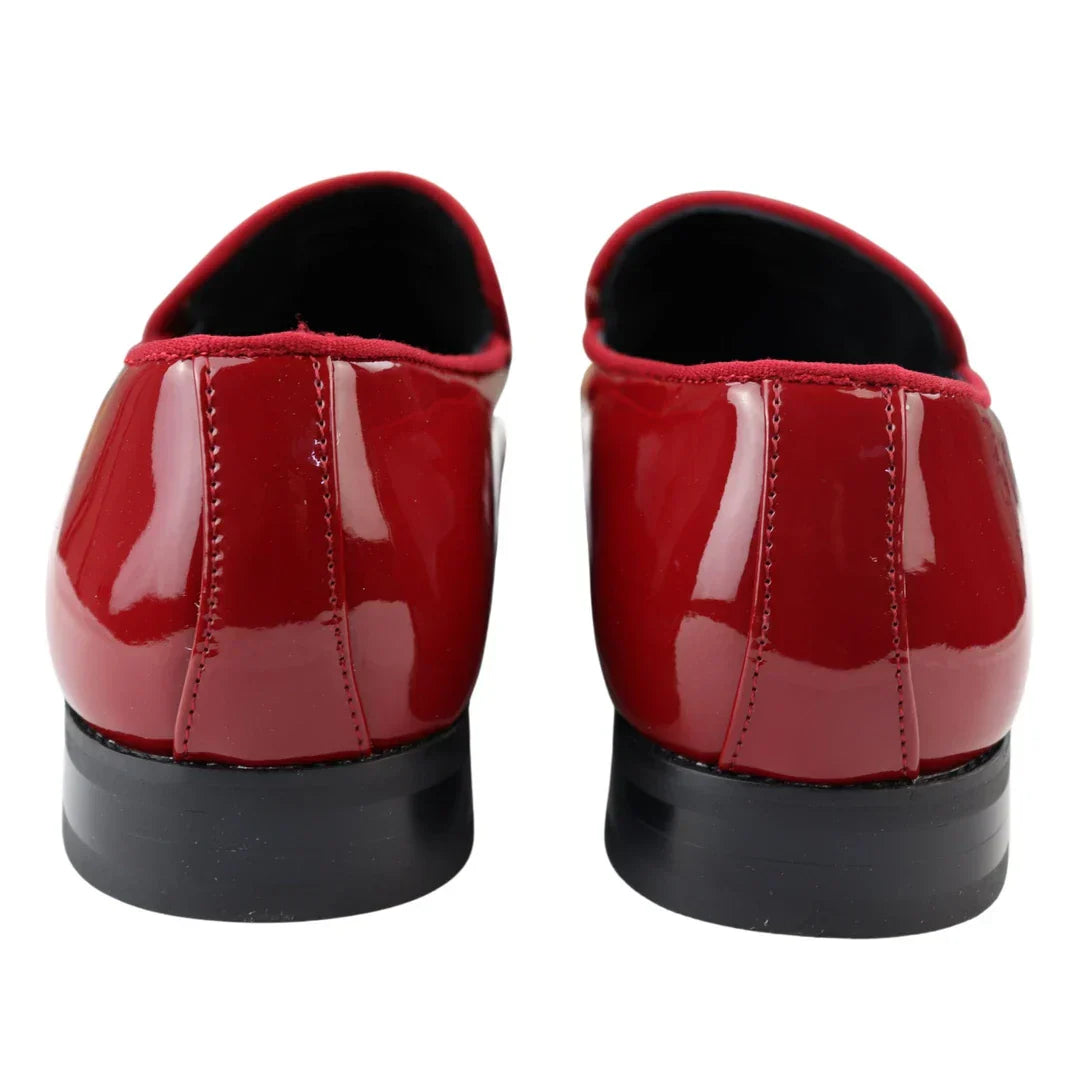 Men's Moccasin Loafers Shoes Leather Red Lined Slip On Velvet Smart Formal Shoe