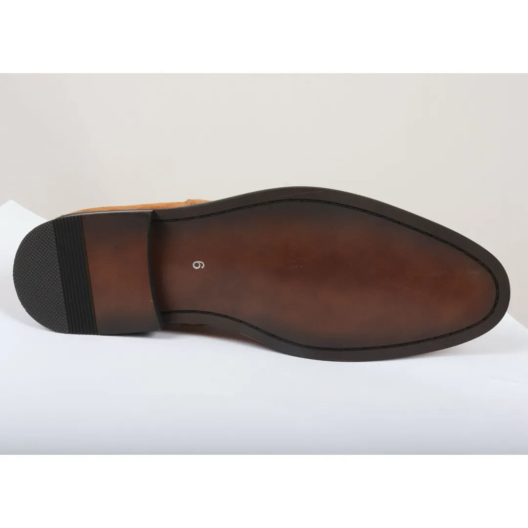 Men's Slip On Tan Brown Suede Leather Lined Chelsea Boots