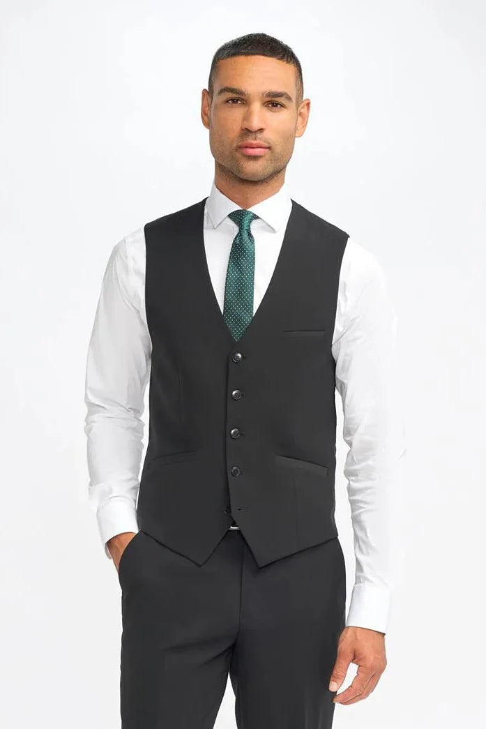 Malibu - Men's Black Tailored Fit Waistcoat