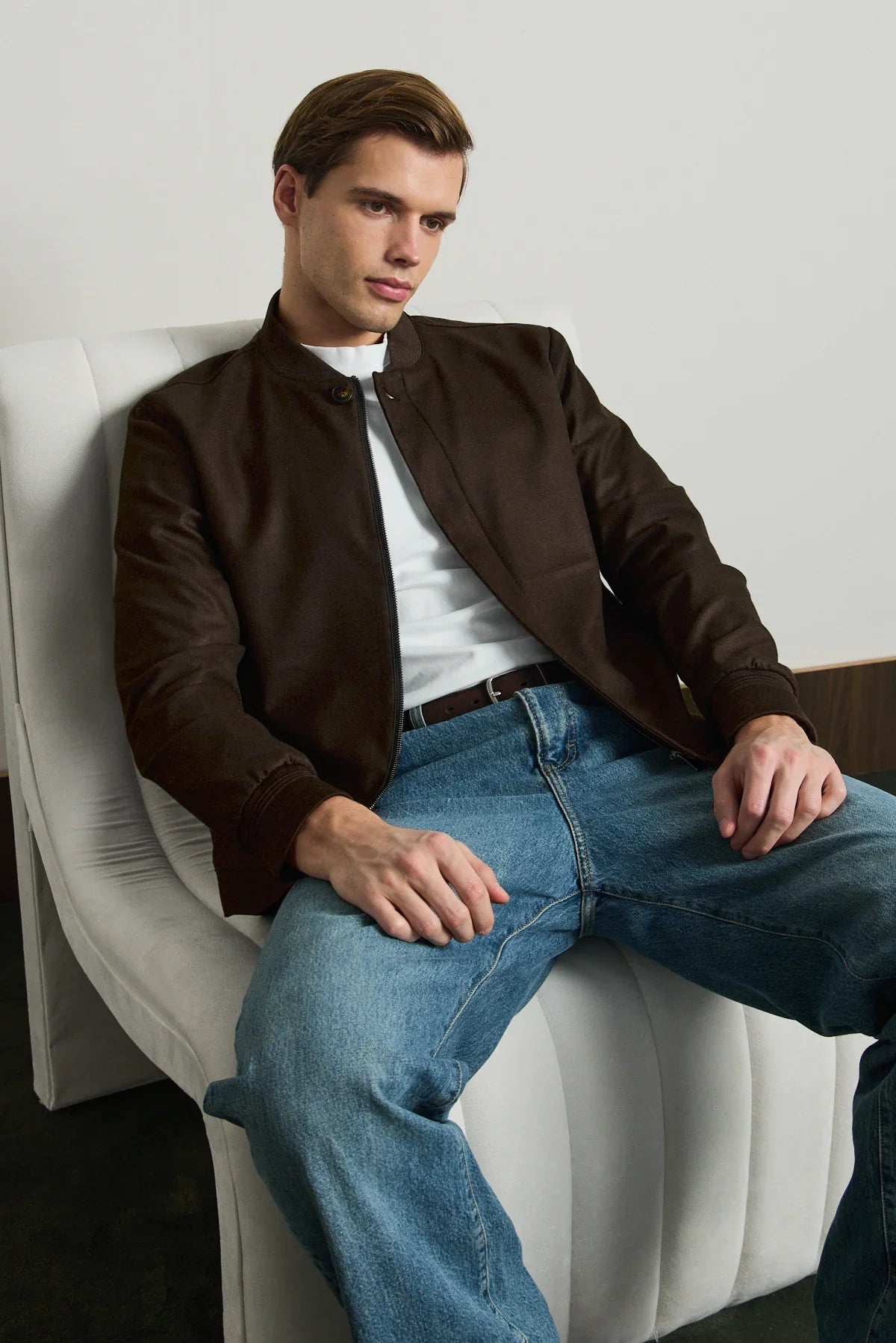 Men’s Brown Minimal Smart Bomber Jacket