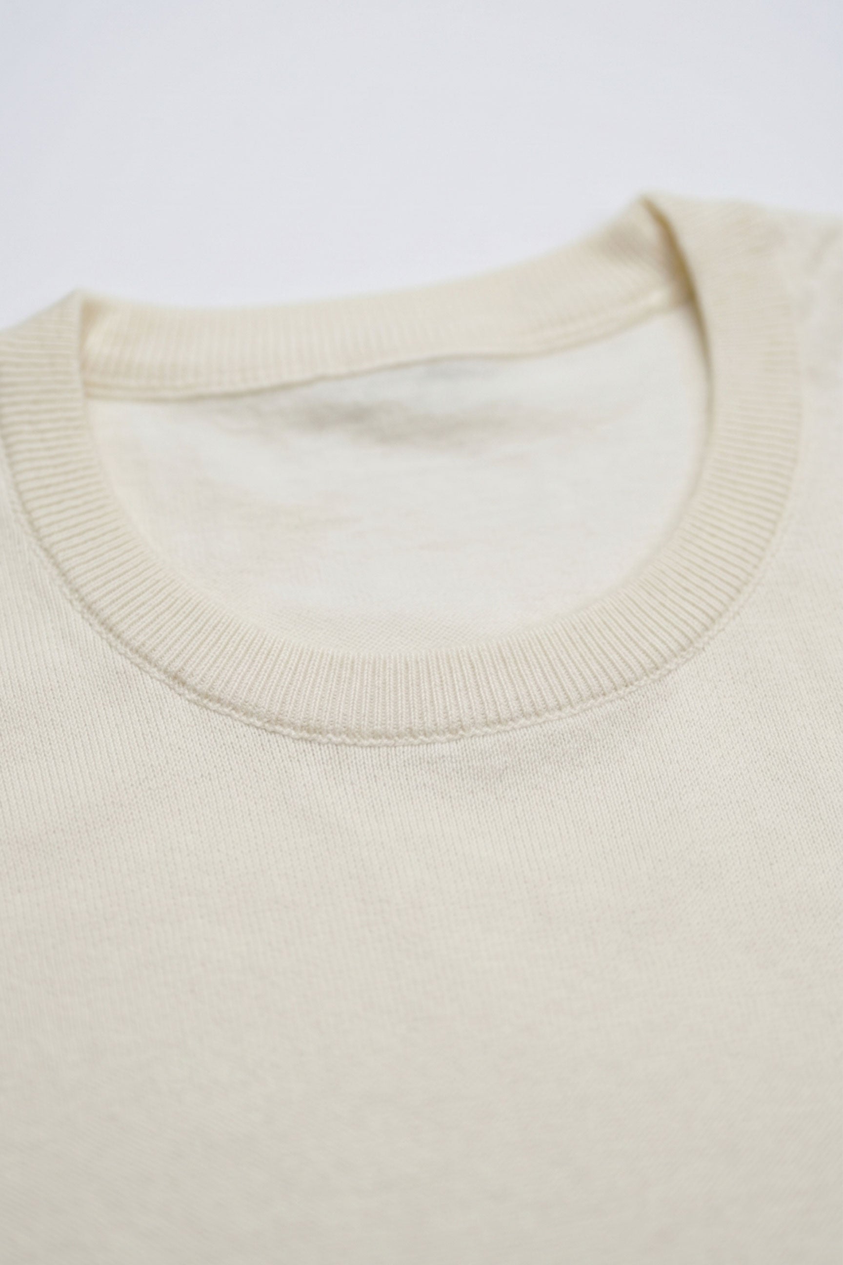 Men’s Off White Cream Knitted T Shirt Regular Fit Crew Neck Short Sleeve Top
