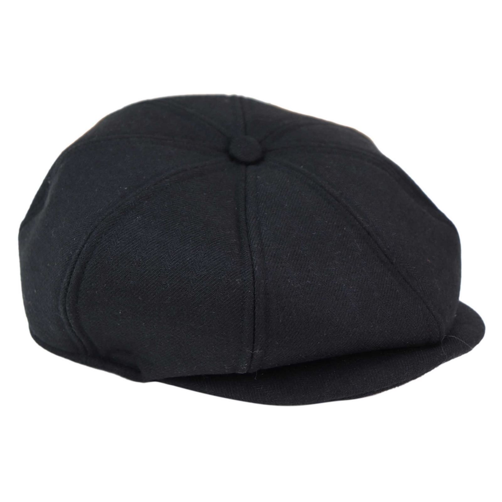 Mens 8 Panel 1920s Vintage Hat - Black