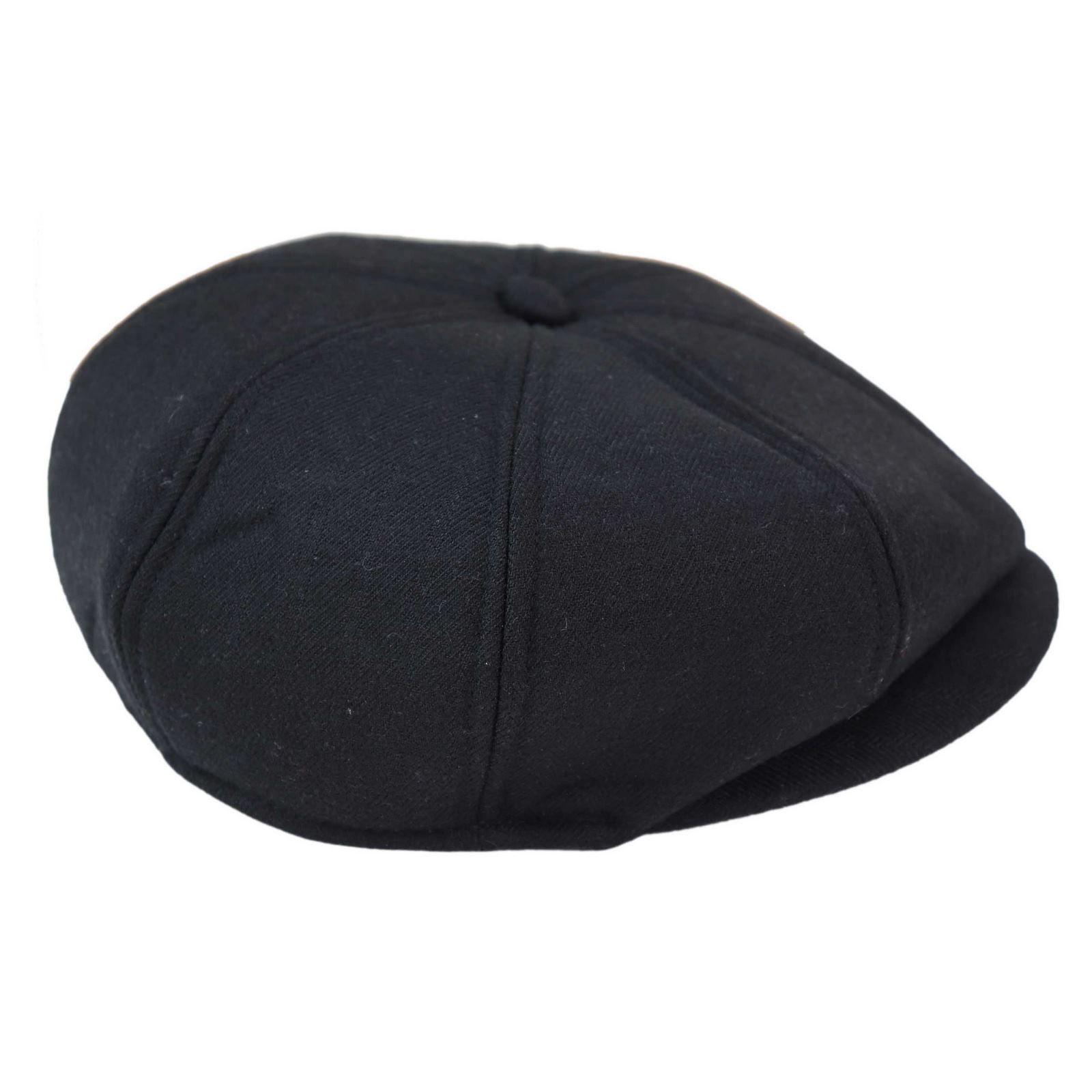 Mens 8 Panel 1920s Vintage Hat - Black