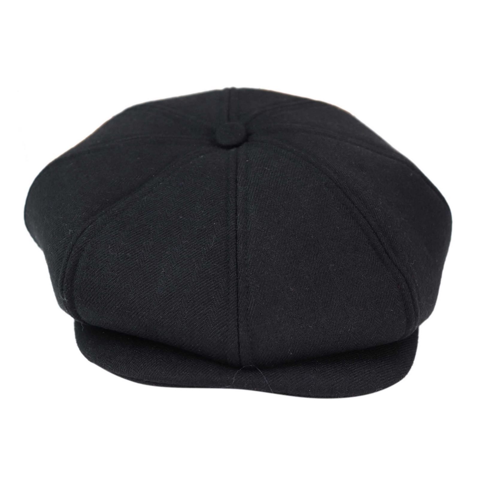Mens 8 Panel 1920s Vintage Hat - Black