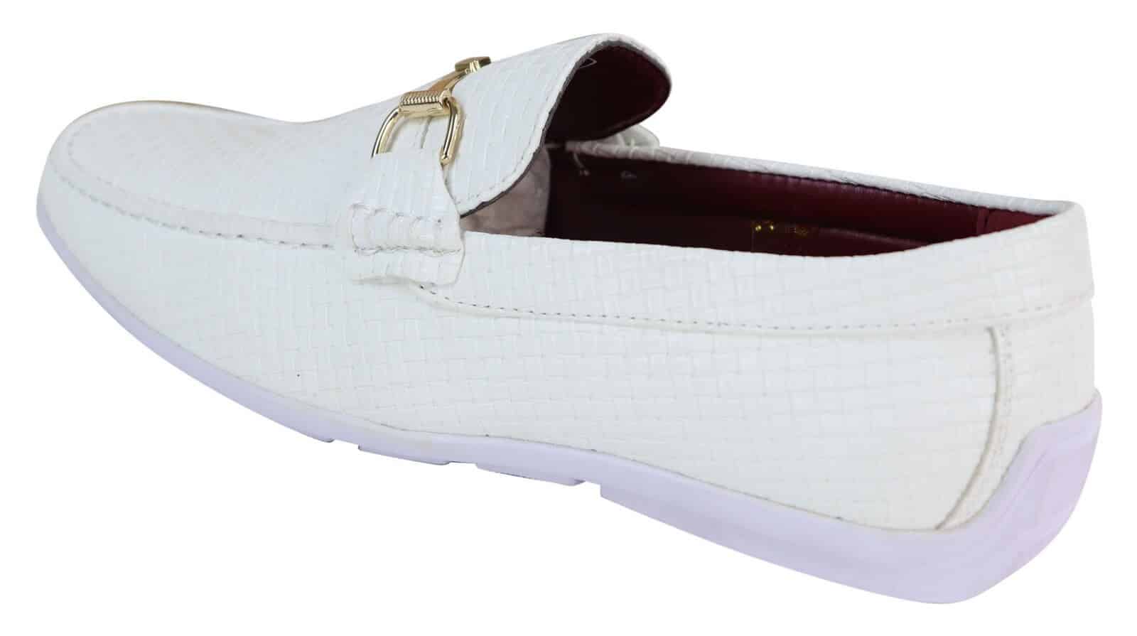 Mens Black Weave PU Leather Loafers