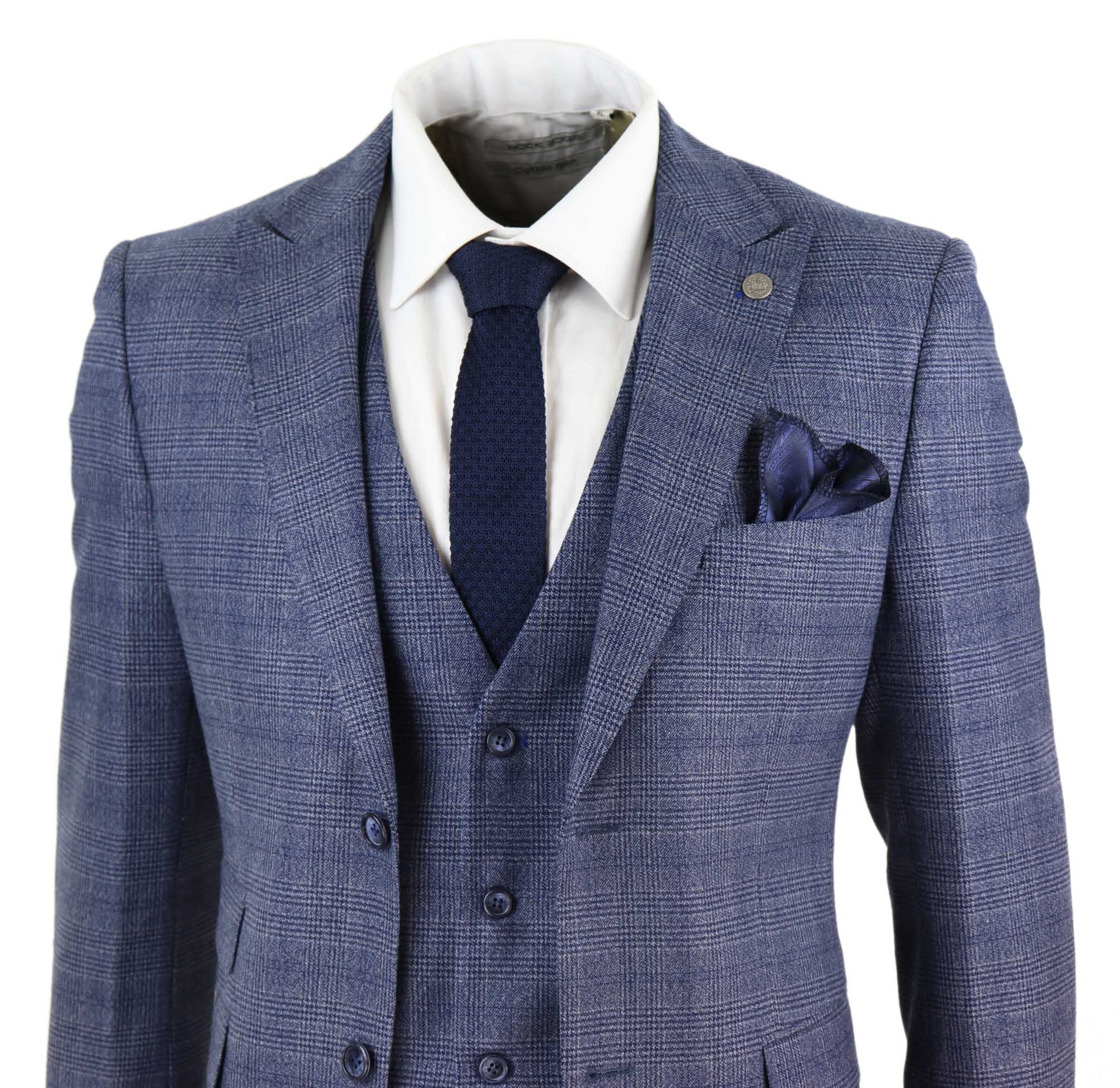 Mens 3 Piece Suit Classic Tweed Check Vintage Retro 1920s Vintage Tailored Fit
