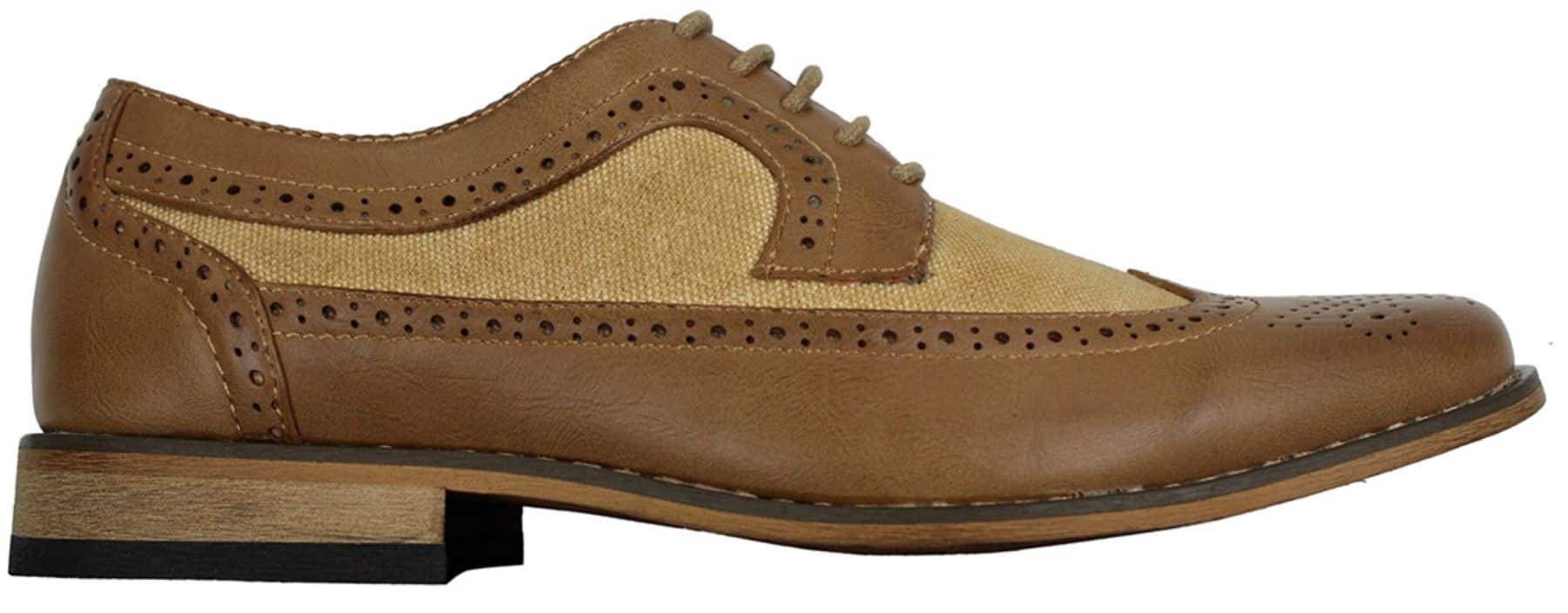 Mens Brogues Leather Shoes Italian Designer Smart Casual Brown Black Navy Retro