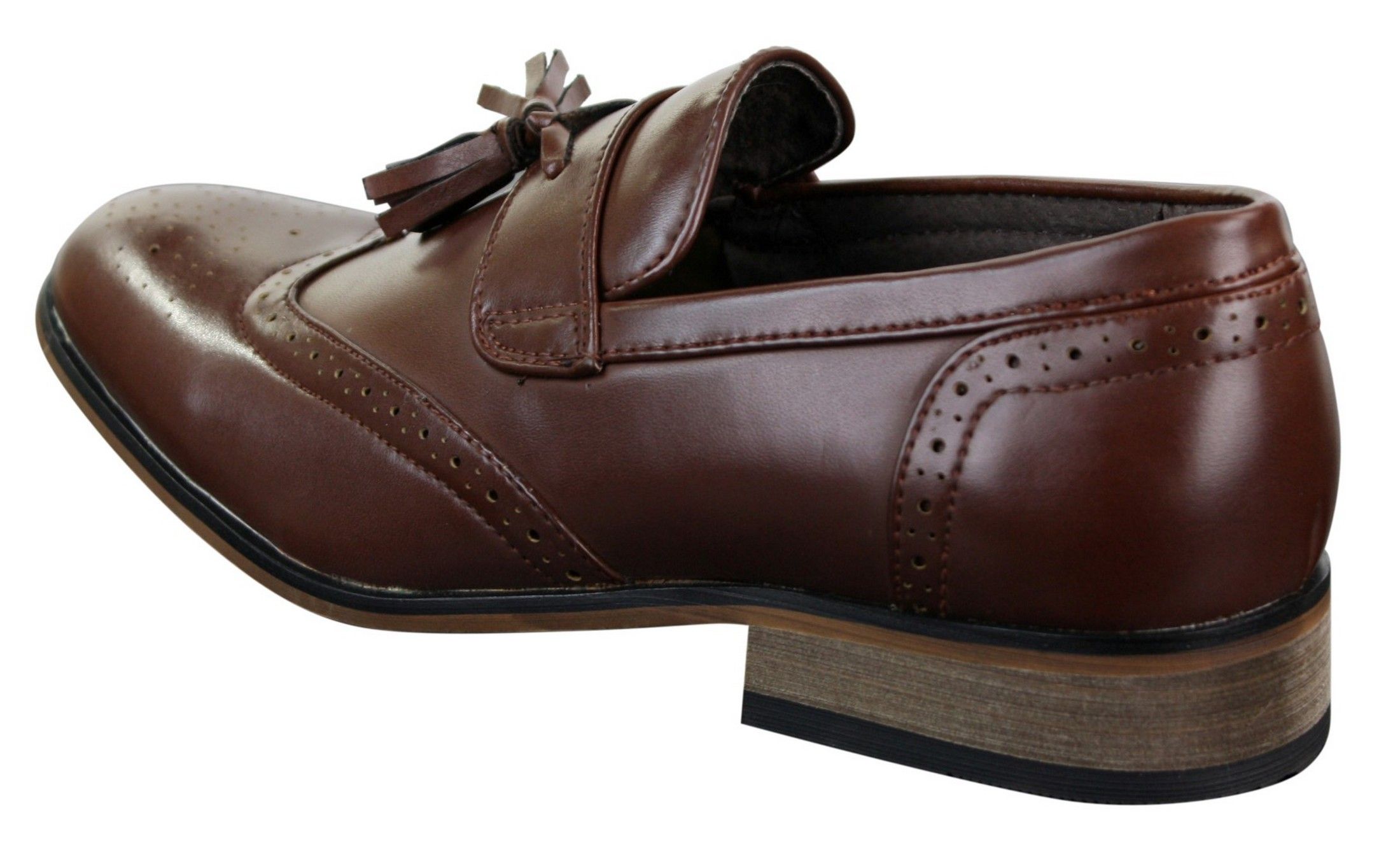 Mens Leather Slip On Tassle Brogues Driving Shoes Loafers Classic Vintage Retro