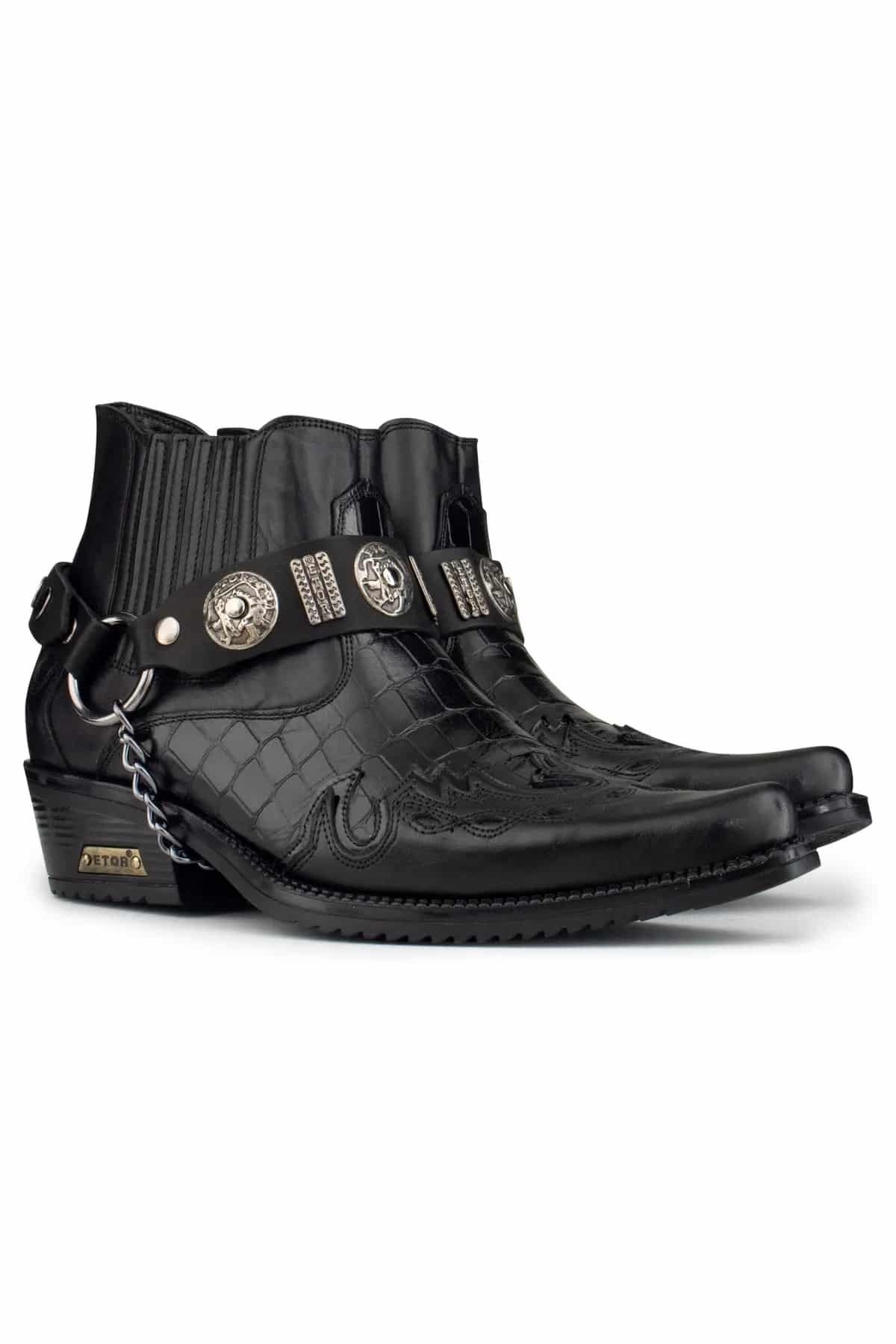 Mens Real Leather Cowboy Boots with Cuban Heel