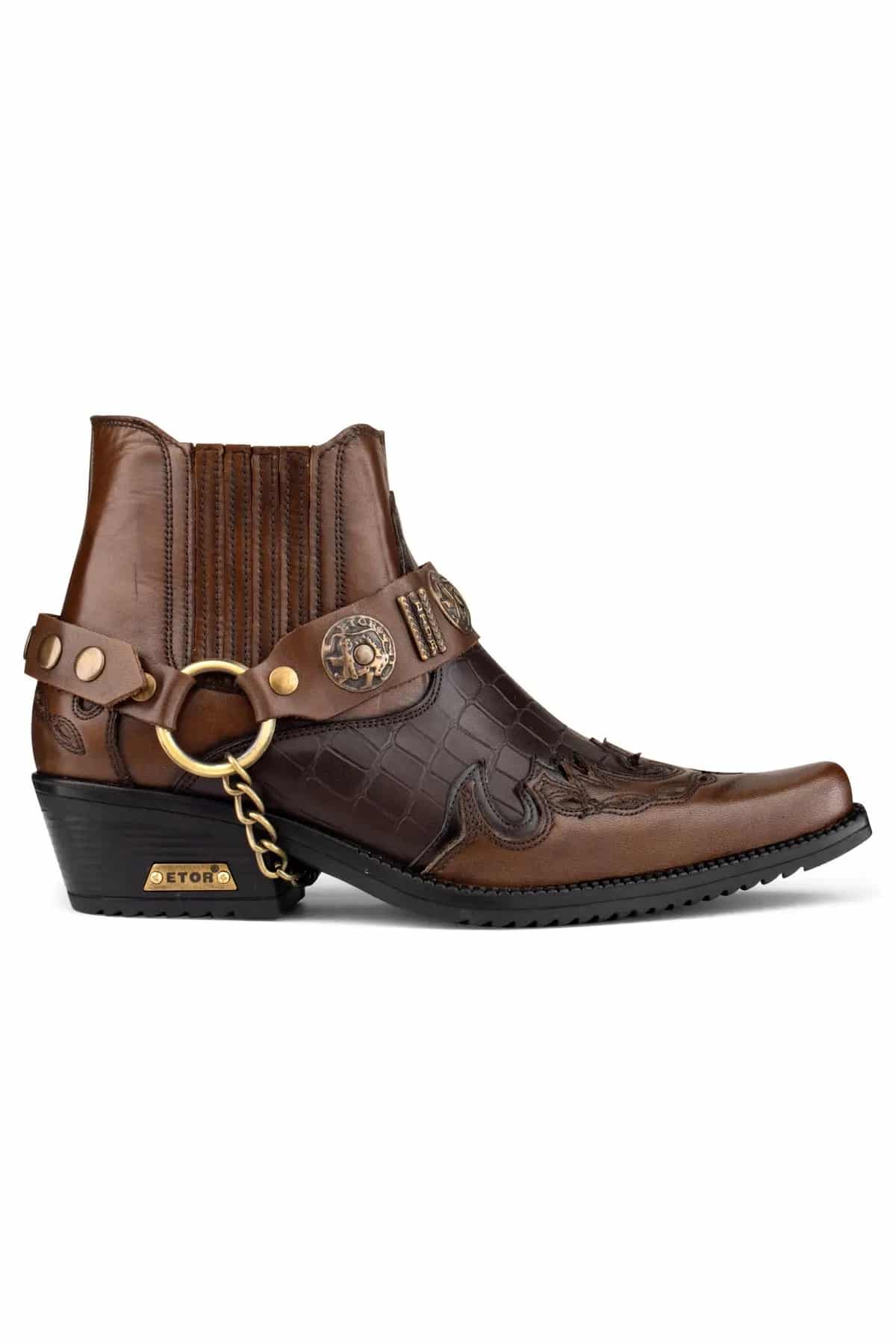 Mens Real Leather Cowboy Boots with Cuban Heel