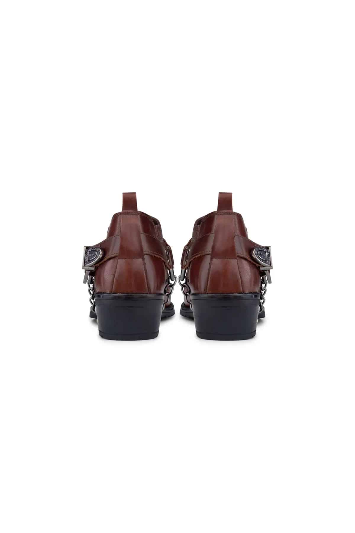 Mens Real Leather Riding Shoes with Chain