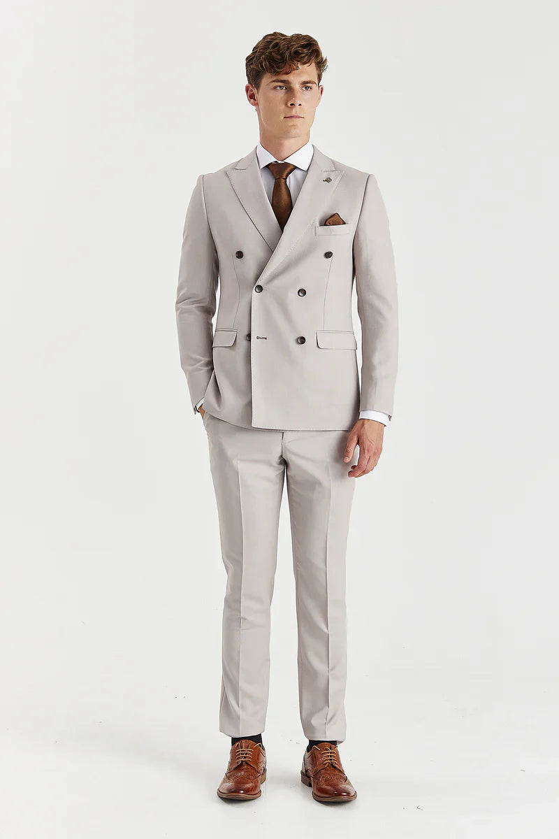 Men's Stone Birdseye Double Breasted Blazer