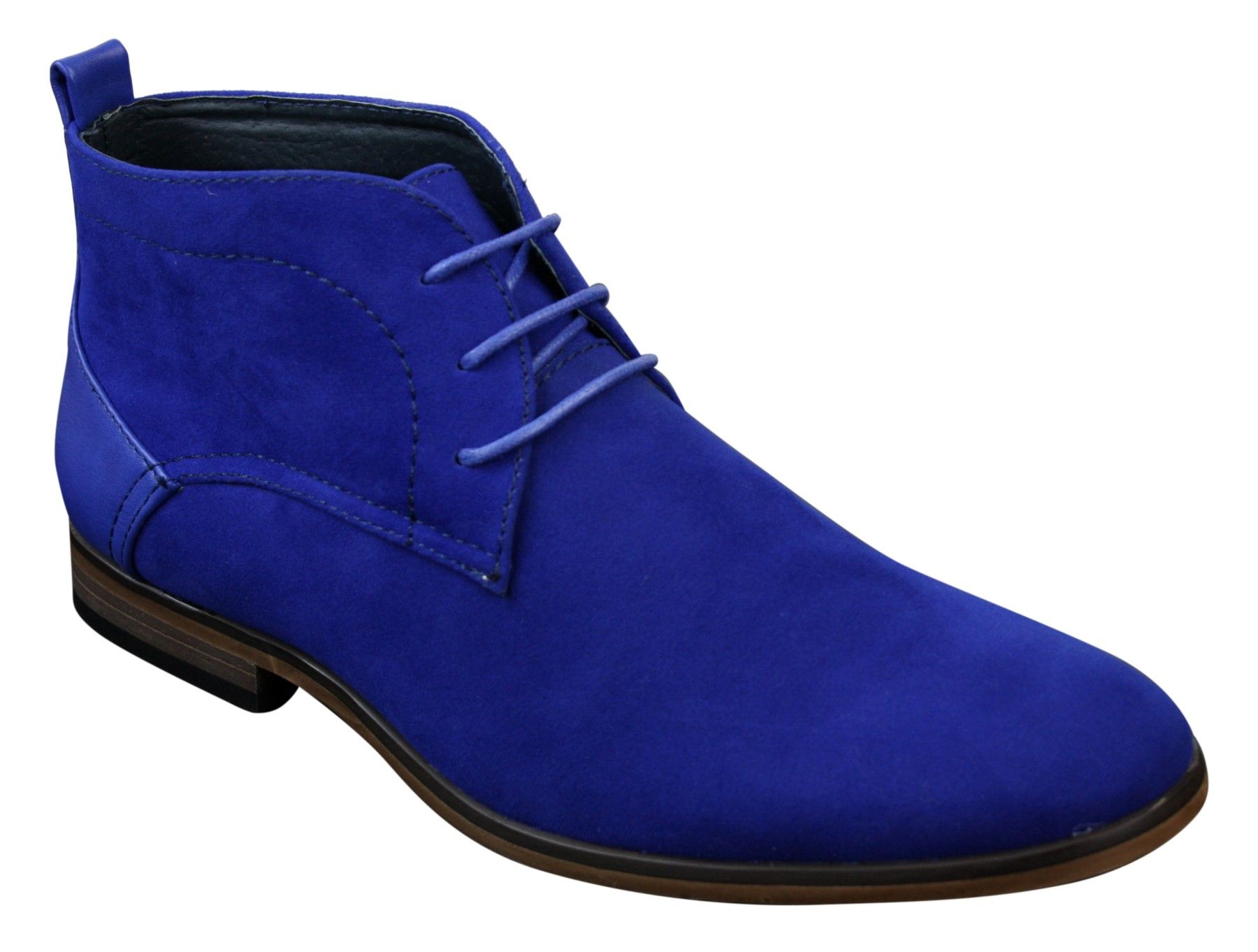 Mens Suede Desert Ankle Red Grey Brown Blue Boots Shoes Smart Casual Leather Laced