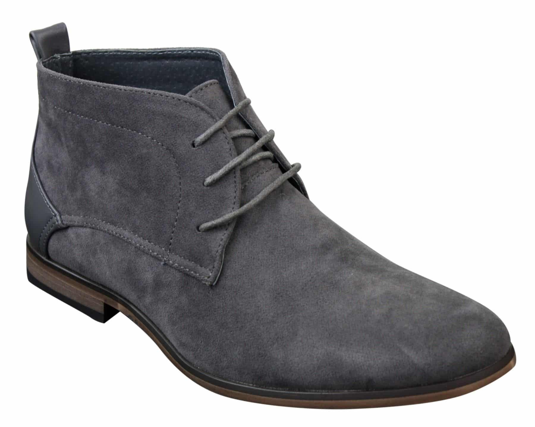 Mens Suede Desert Ankle Red Grey Brown Blue Boots Shoes Smart Casual Leather Laced