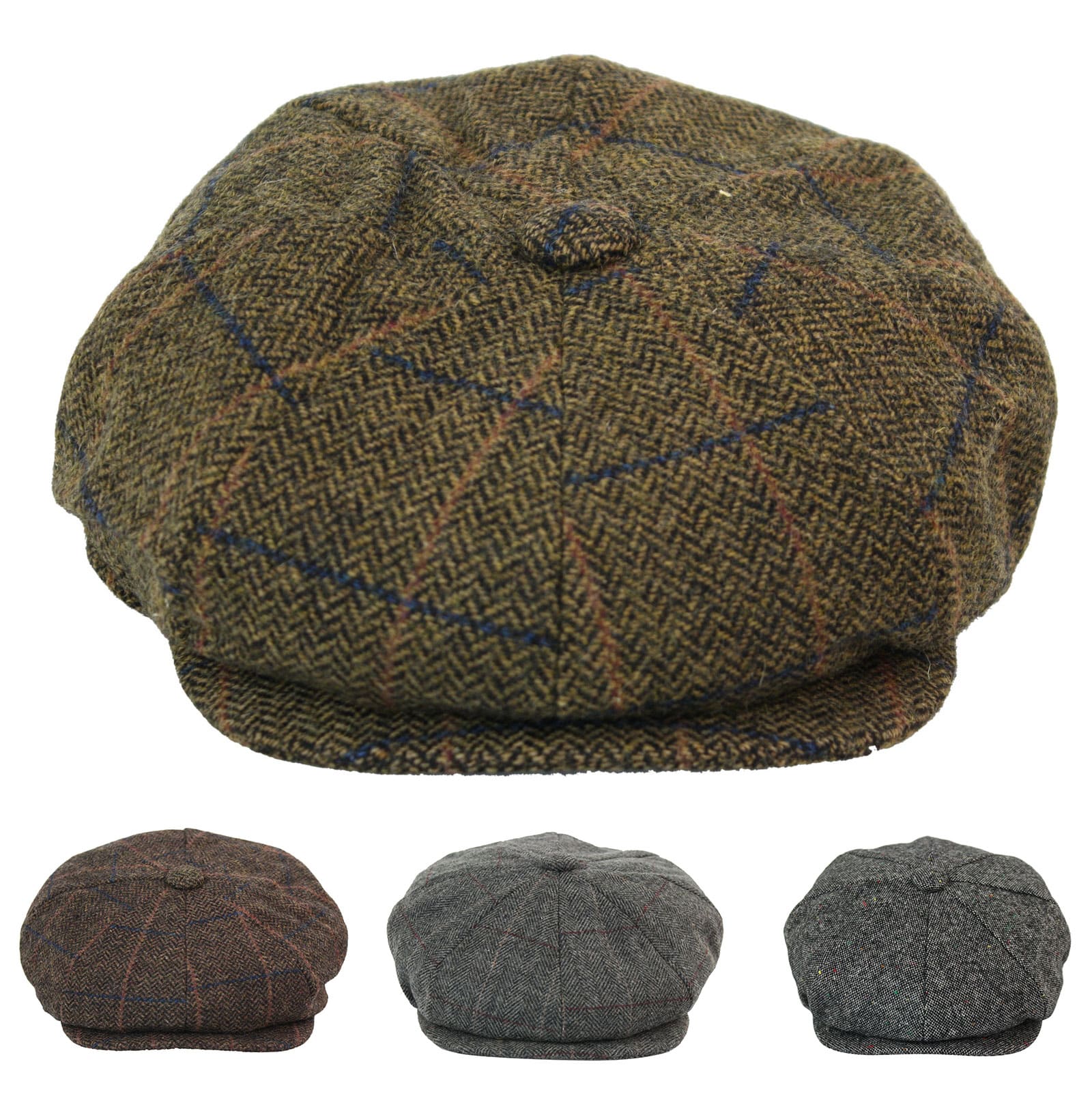 Mens Vintage Tweed Newsboy Hat