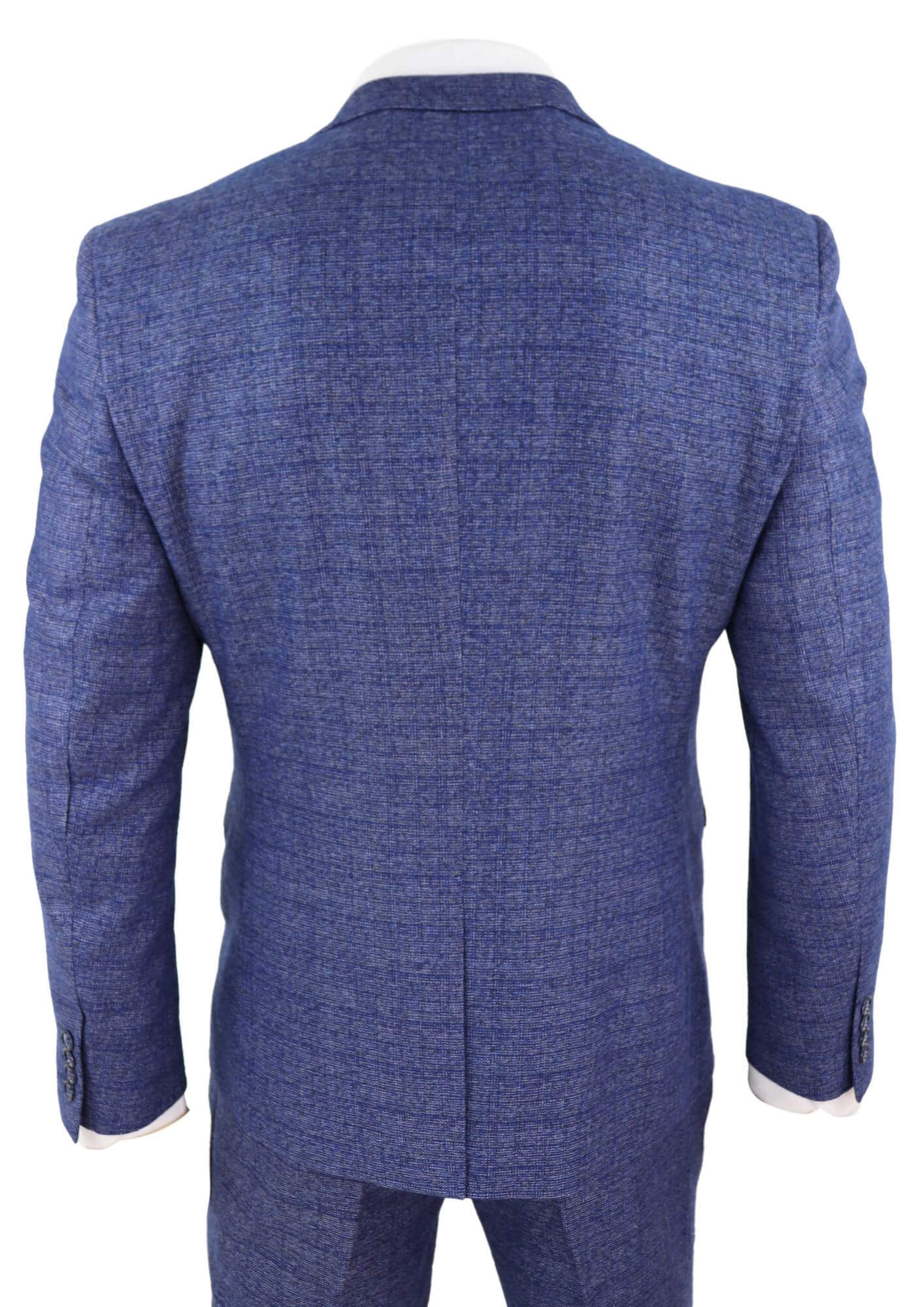 Mens Tweed Blue 3 Piece Check Suit Pocket Watch Tailored Fit 1920s Vintage