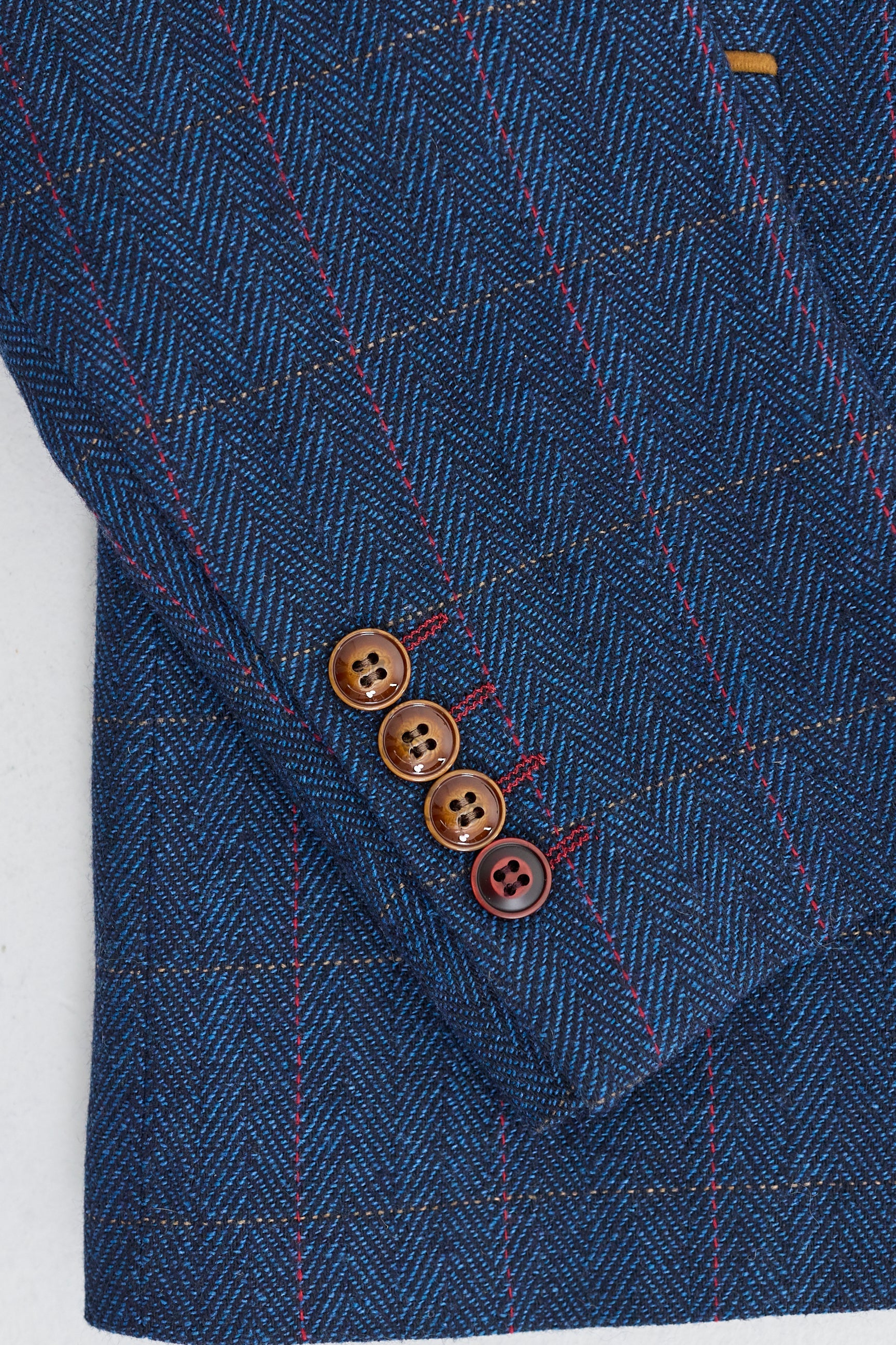 Scott Men's Blue 3-Piece Tweed Check Suit