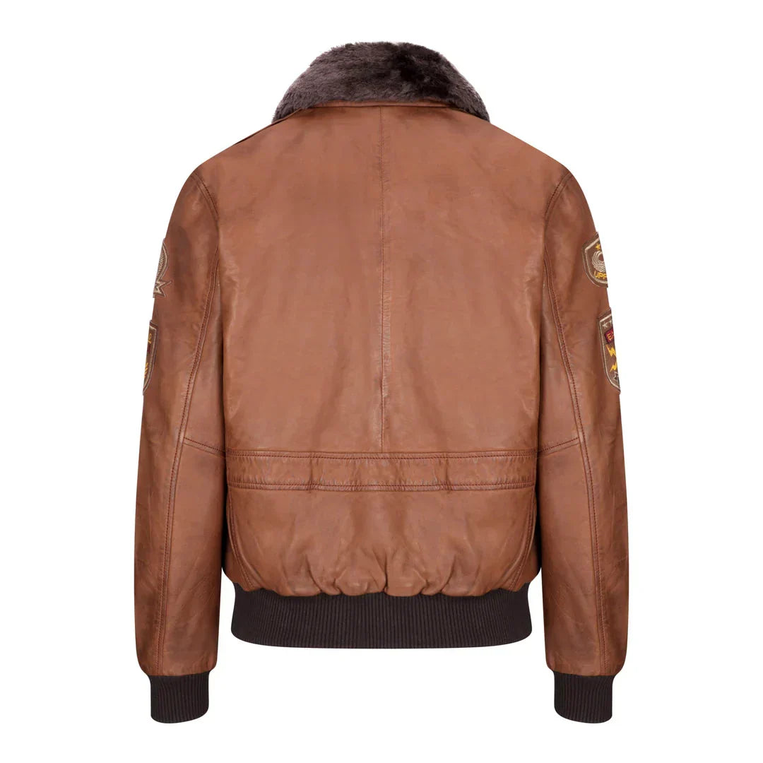 Men's Aviator Flying Pilot Bomber Jacket Timber Removable Black Fur Collar