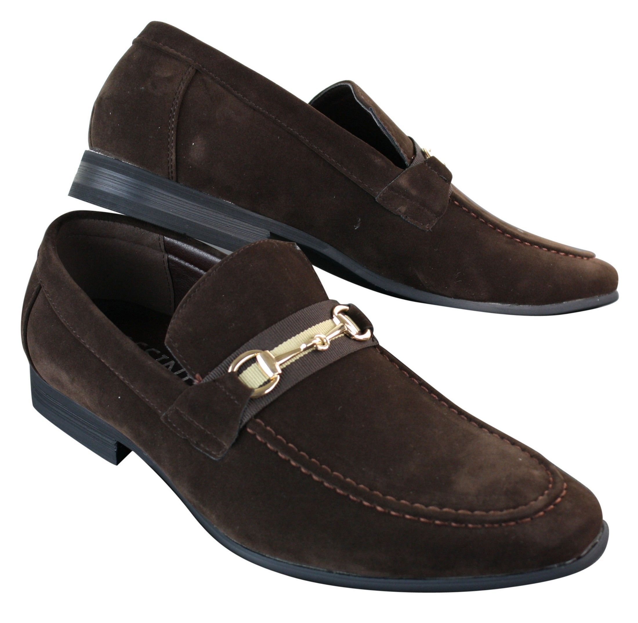 Patron 239 Suede Mens Suede Shoes Buckle Slip On Loafers Smart Casual Navy Blue Brown Black PU
