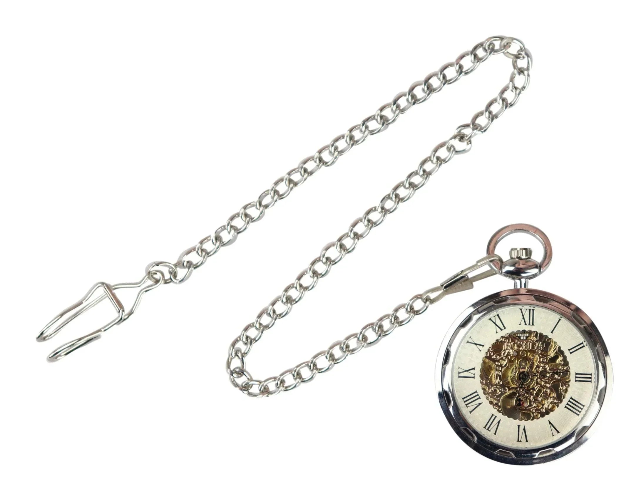 Automatic Mechanical Vintage Pocket Silver Color Watch