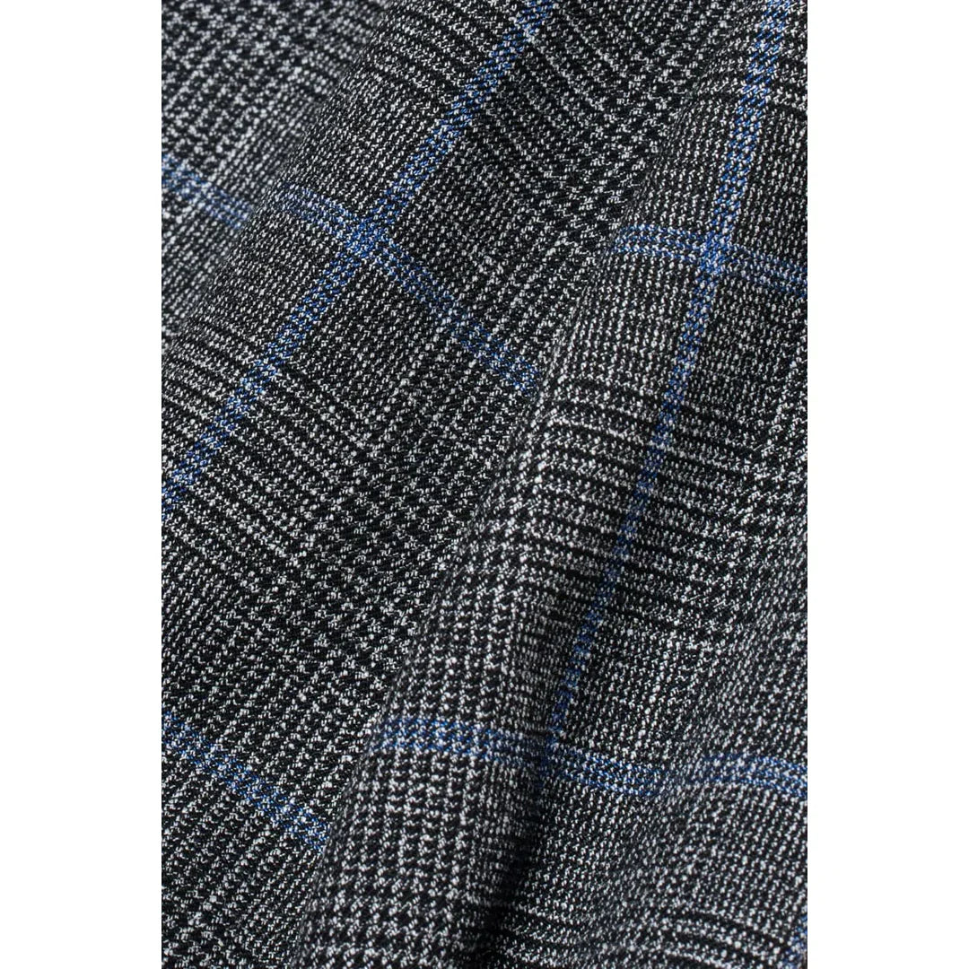 Power - Men's Grey Check Slim Fit Waistcoat