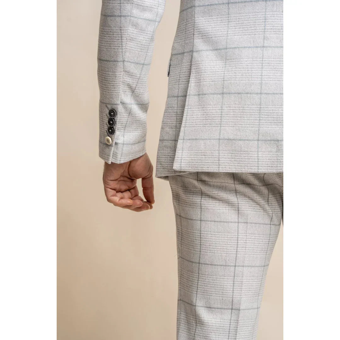 Radika - Men's Light Grey Check Blazer