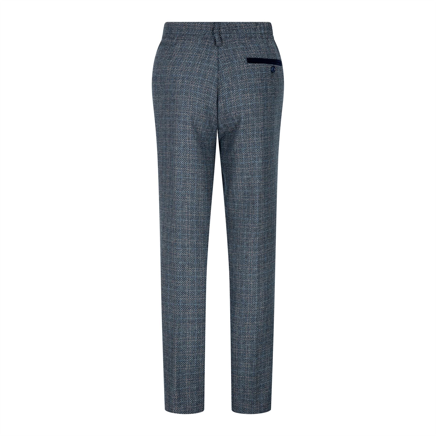 Boys 3 Piece Suit Navy Blue Tweed Check Vintage Retro Tailored Fit 1920s