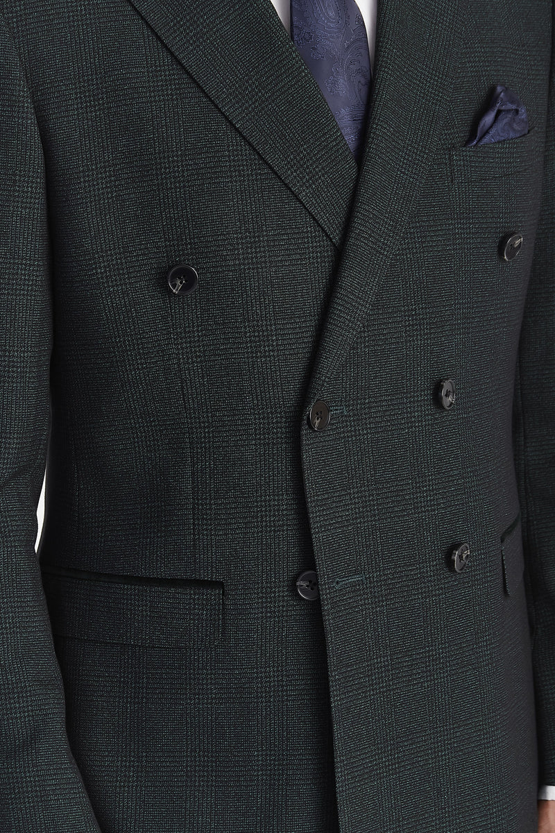 Regent - Green Checked Double Breasted Blazer for Men